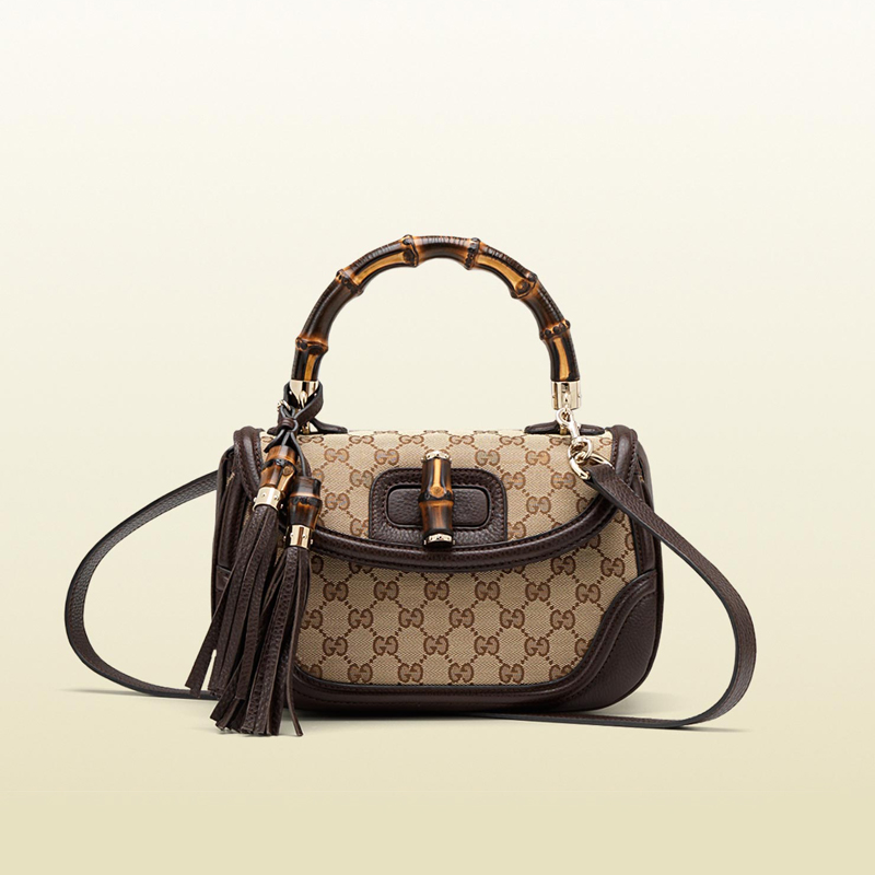 2013 Gucci new bamboo original GG canvas top handle bag