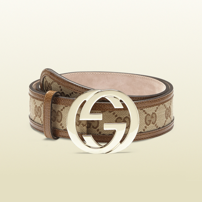 2013 Gucci original GG canvas belt with interlocking G buckle