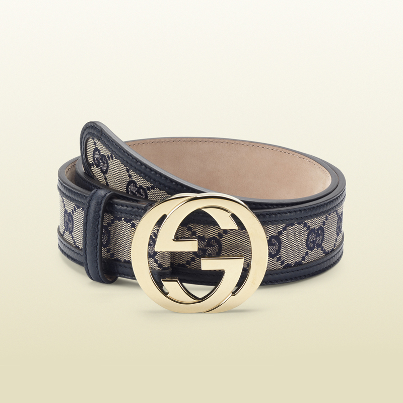 2013 Gucci original GG canvas belt with interlocking G buckle