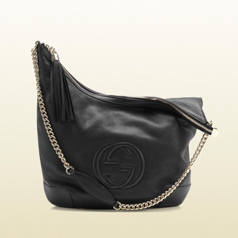 2013 Gucci soho black leather shoulder bag with chain strap