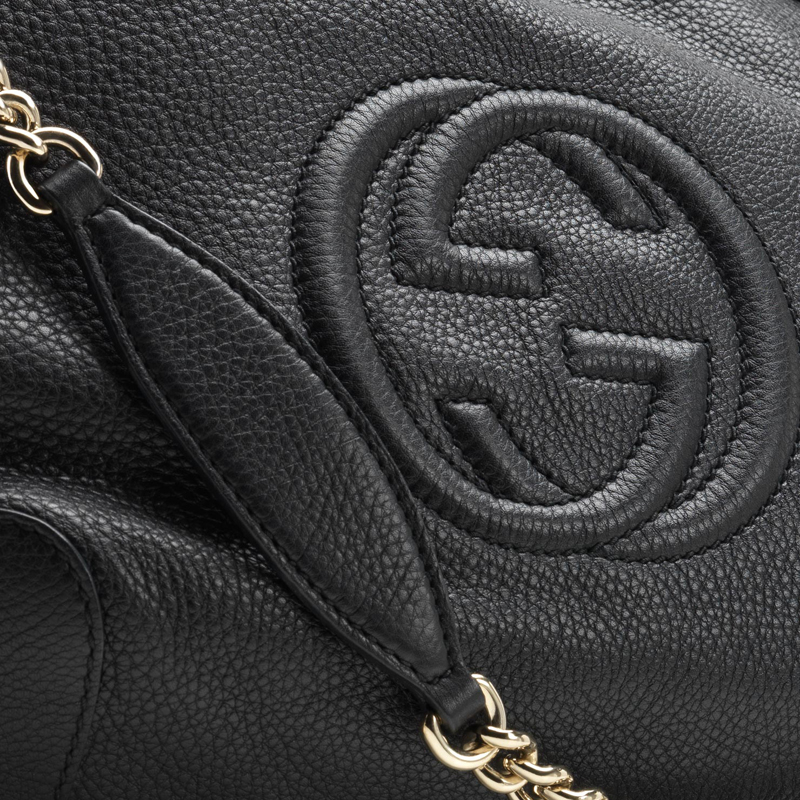 2013 Gucci soho black leather shoulder bag with chain strap