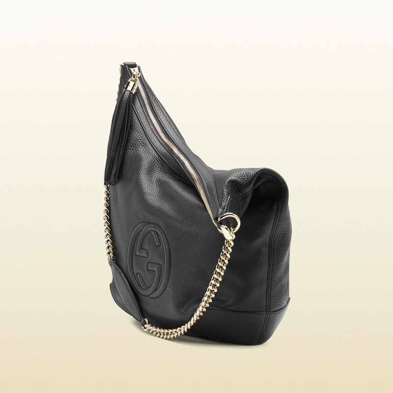 2013 Gucci soho black leather shoulder bag with chain strap