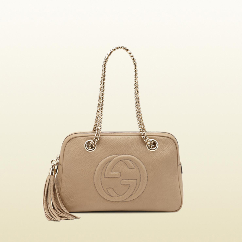 2013 Gucci soho cream leather shoulder bag with double chain straps