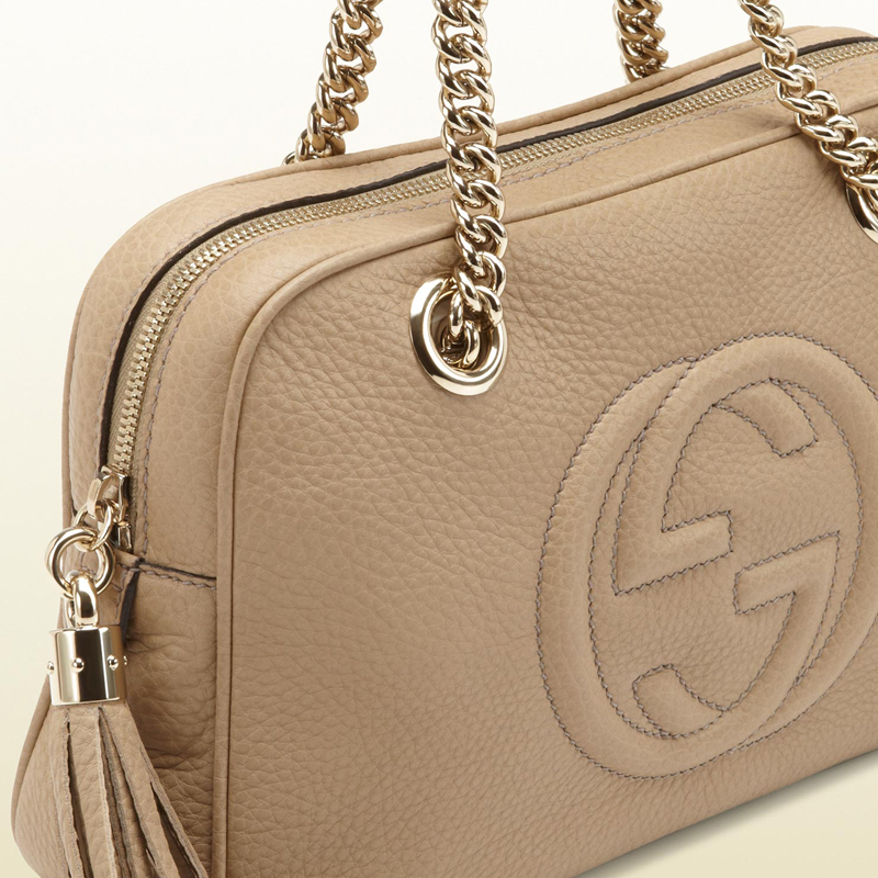 2013 Gucci soho cream leather shoulder bag with double chain straps