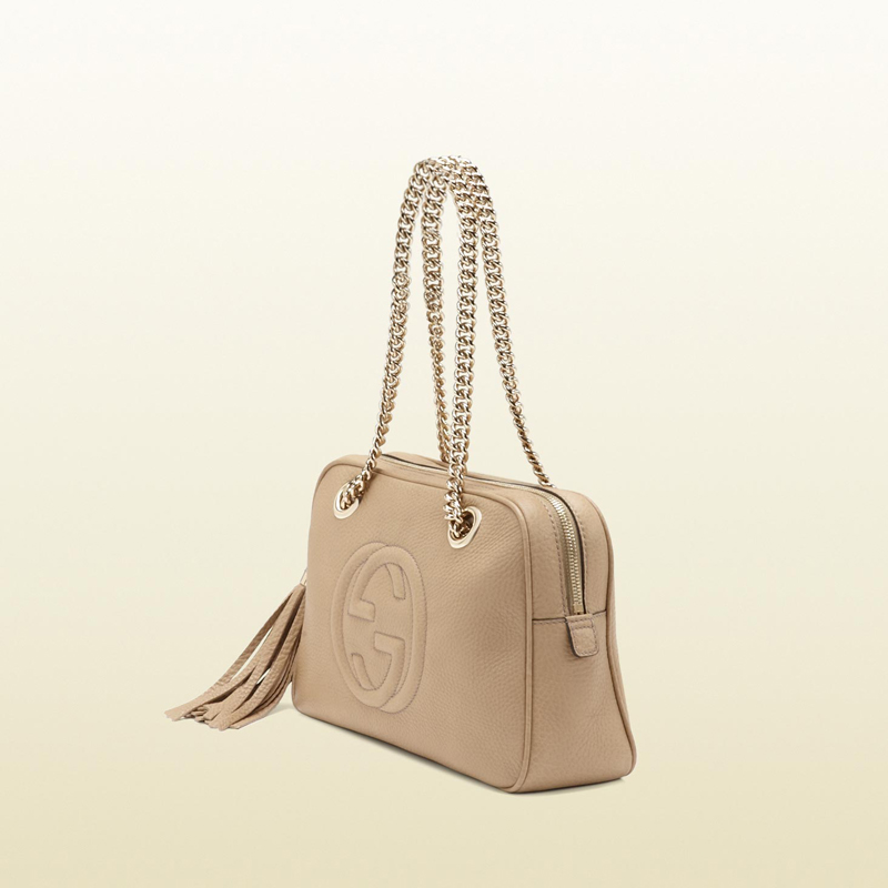 2013 Gucci soho cream leather shoulder bag with double chain straps