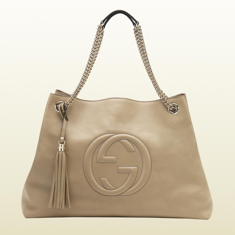 2013 Gucci soho cream leather tote with double chain straps