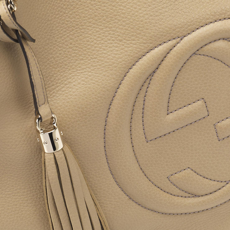 2013 Gucci soho cream leather tote with double chain straps