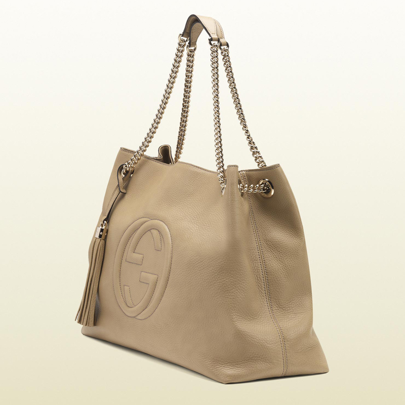 2013 Gucci soho cream leather tote with double chain straps