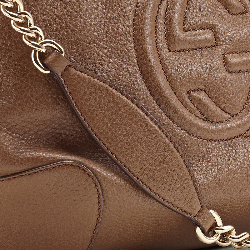 2013 Gucci soho maple brown leather shoulder bag with chain strap