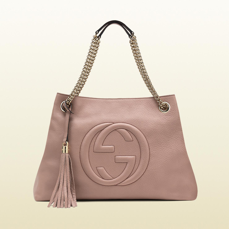 2013 Gucci soho medium light pink leather tote with chain straps