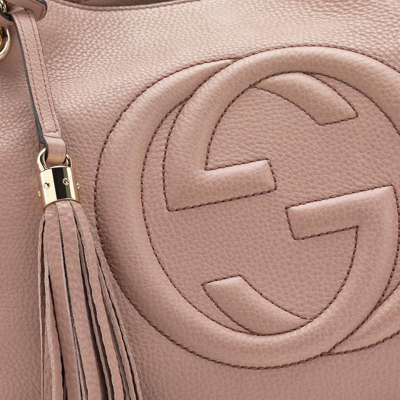 2013 Gucci soho medium light pink leather tote with chain straps