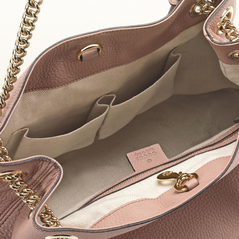 2013 Gucci soho medium light pink leather tote with chain straps