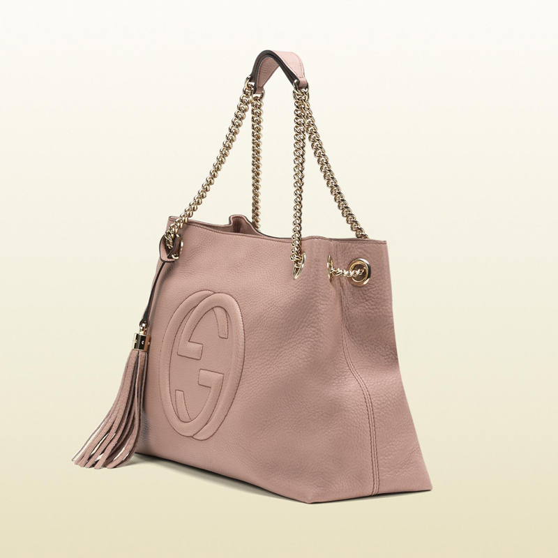 2013 Gucci soho medium light pink leather tote with chain straps