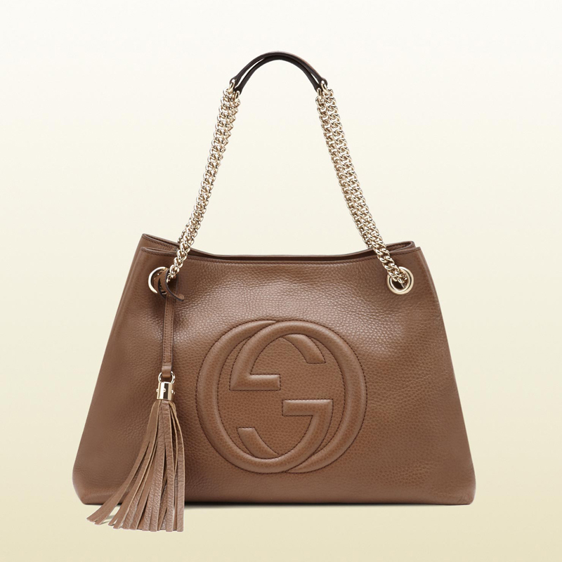 2013 Gucci soho medium maple brown leather tote with chain straps