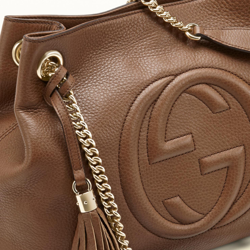 2013 Gucci soho medium maple brown leather tote with chain straps