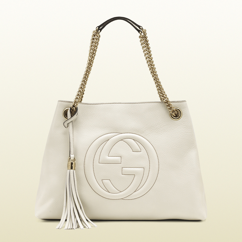 2013 Gucci soho medium off-white leather tote with chain straps