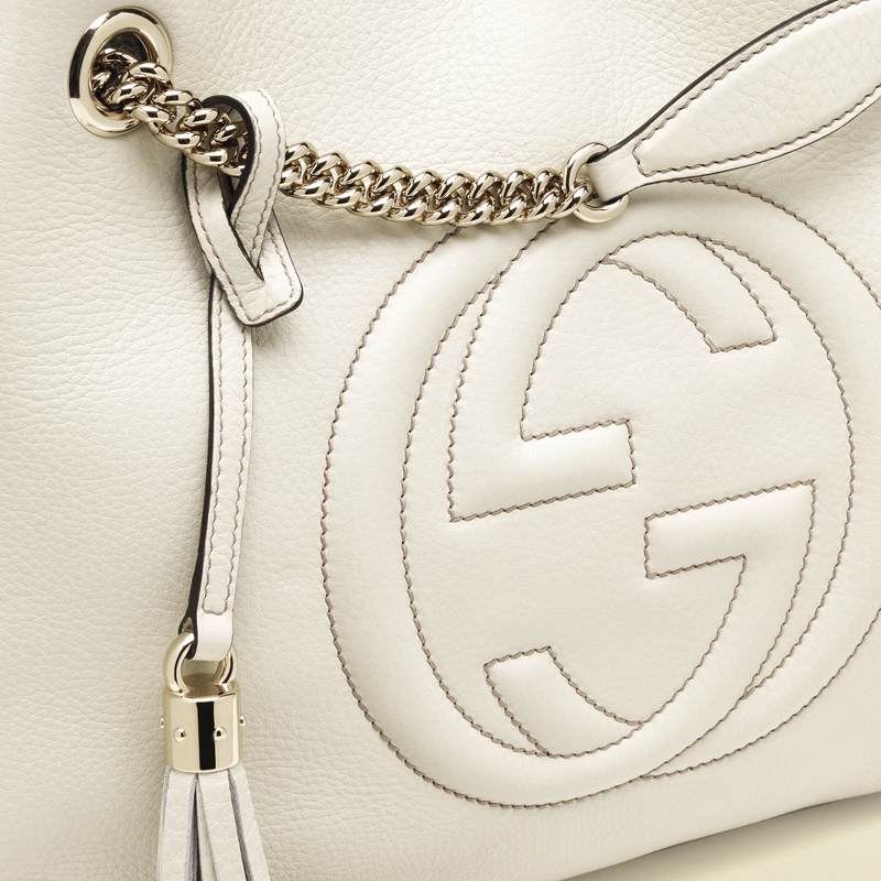 2013 Gucci soho medium off-white leather tote with chain straps