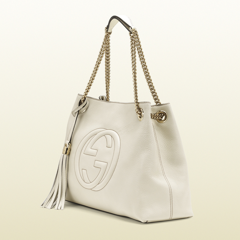 2013 Gucci soho medium off-white leather tote with chain straps