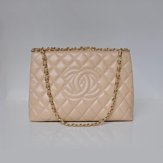 2013 Newest Chanel Shopping Bag Sheepskin Leather A50495 Apricot