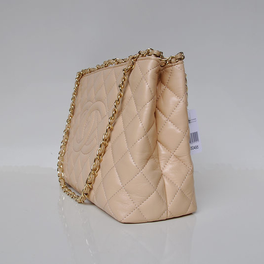 2013 Newest Chanel Shopping Bag Sheepskin Leather A50495 Apricot