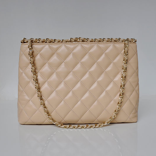 2013 Newest Chanel Shopping Bag Sheepskin Leather A50495 Apricot