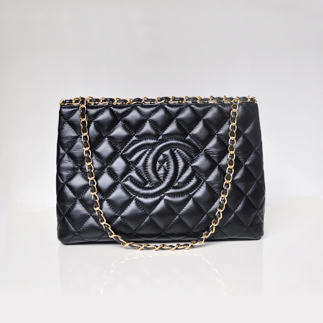 2013 Newest Chanel Shopping Bag Sheepskin Leather A50495 Black