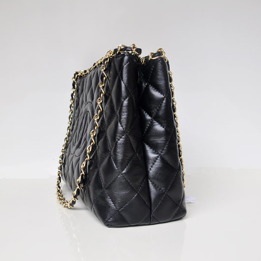 2013 Newest Chanel Shopping Bag Sheepskin Leather A50495 Black