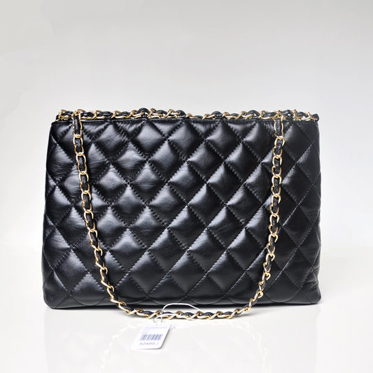 2013 Newest Chanel Shopping Bag Sheepskin Leather A50495 Black