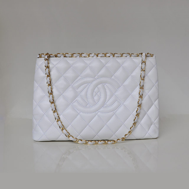 2013 Newest Chanel Shopping Bag Sheepskin Leather A50495 White