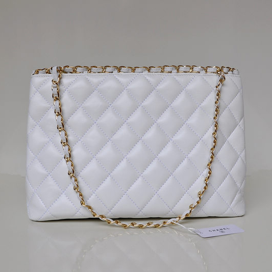 2013 Newest Chanel Shopping Bag Sheepskin Leather A50495 White