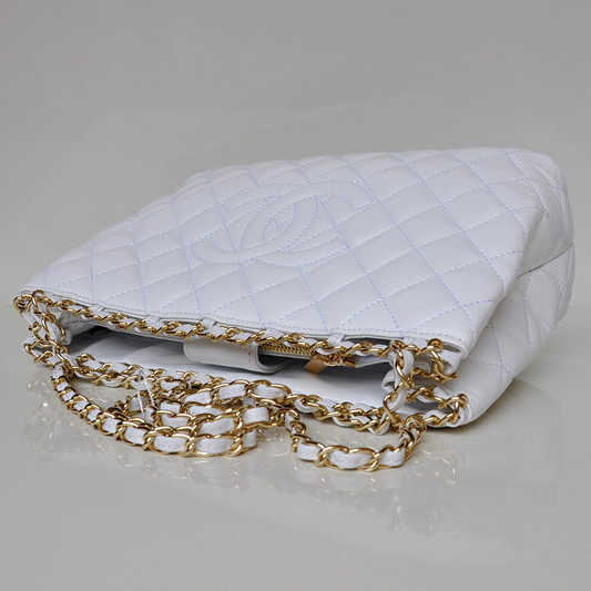 2013 Newest Chanel Shopping Bag Sheepskin Leather A50495 White