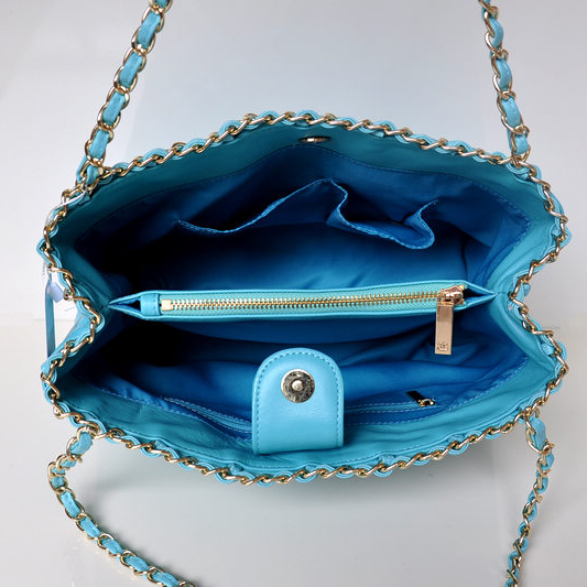 2013 Newest Chanel Shopping Bag Sheepskin Leather A50495 lake blue