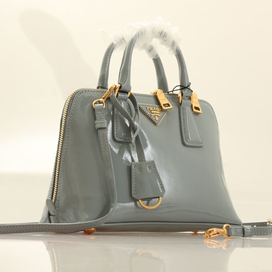 2013 PRADA Patent Leather tote bag 0838 in LakeBlue