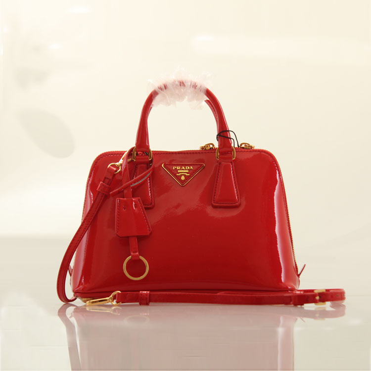 2013 PRADA Patent Leather tote bag 0838 in Red