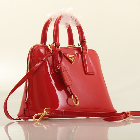 2013 PRADA Patent Leather tote bag 0838 in Red