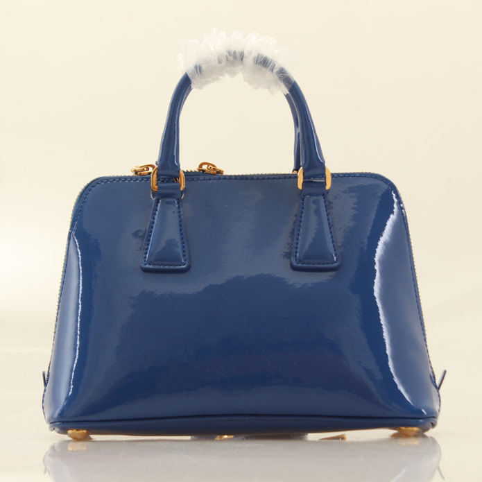 2013 PRADA Patent Leather tote bag 0838 in RoyalBlue