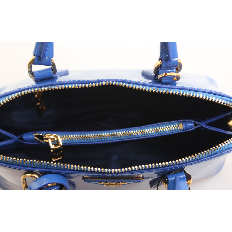 2013 PRADA Patent Leather tote bag 0838 in RoyalBlue