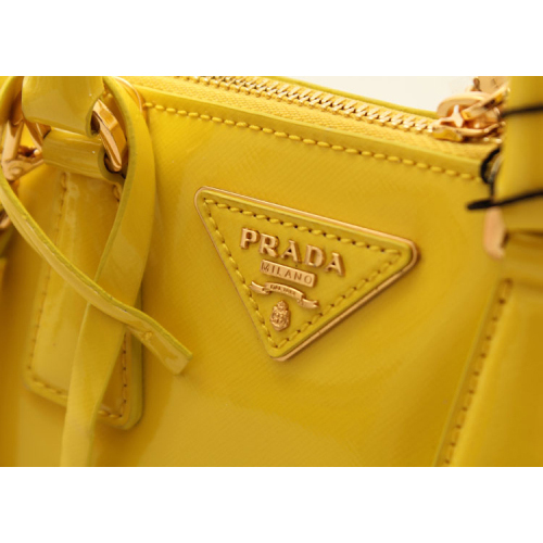 2013 PRADA Patent Leather tote bag 0838 in lemon yellow