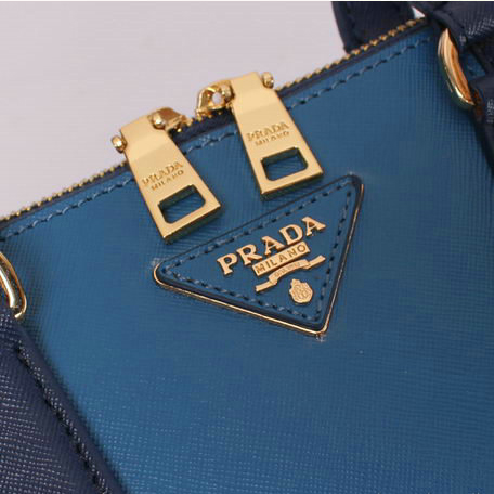 2013 PRADA Saffiano Leather Two Handle Bag 0837 RoyalBlue with Light Blue