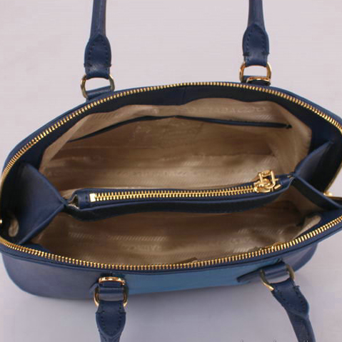 2013 PRADA Saffiano Leather Two Handle Bag 0837 RoyalBlue with Light Blue