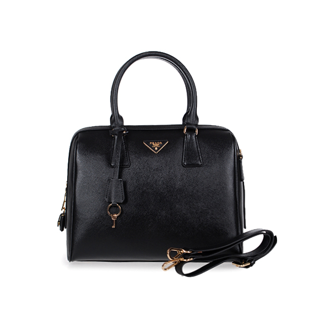 2013 PRADA Saffiano Leather Two Handle Bag 1844 in Black