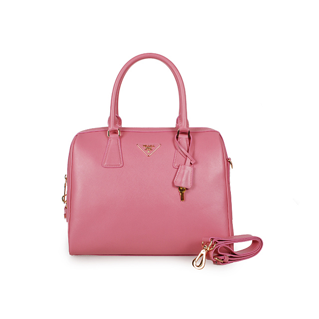 2013 PRADA Saffiano Leather Two Handle Bag 1844 in Cherry pink