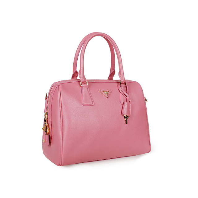 2013 PRADA Saffiano Leather Two Handle Bag 1844 in Cherry pink