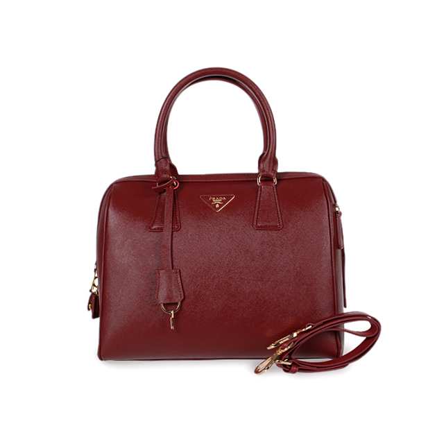 2013 PRADA Saffiano Leather Two Handle Bag 1844 in Claret