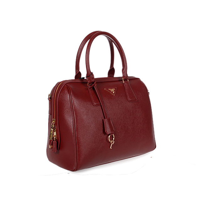 2013 PRADA Saffiano Leather Two Handle Bag 1844 in Claret