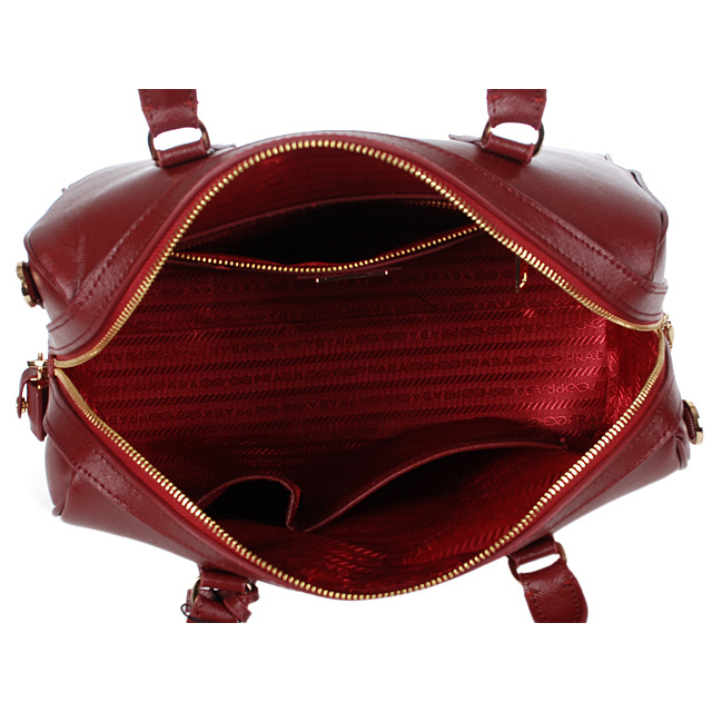 2013 PRADA Saffiano Leather Two Handle Bag 1844 in Claret