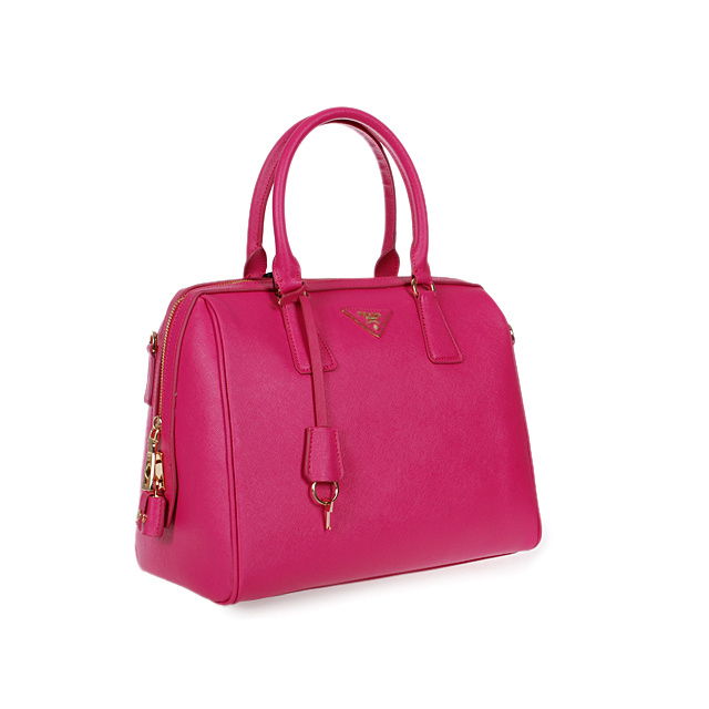 2013 PRADA Saffiano Leather Two Handle Bag 1844 in Rose red