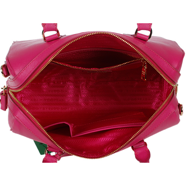 2013 PRADA Saffiano Leather Two Handle Bag 1844 in Rose red