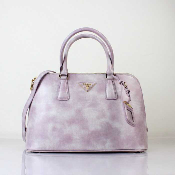 2013 PRADA Shiny Leather Two Handle Bag 0837 in Light Purple