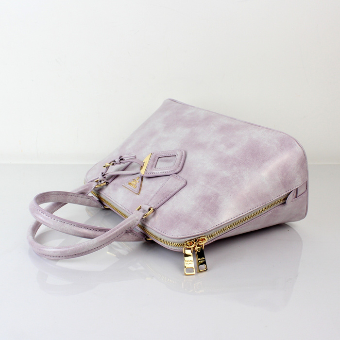 2013 PRADA Shiny Leather Two Handle Bag 0837 in Light Purple